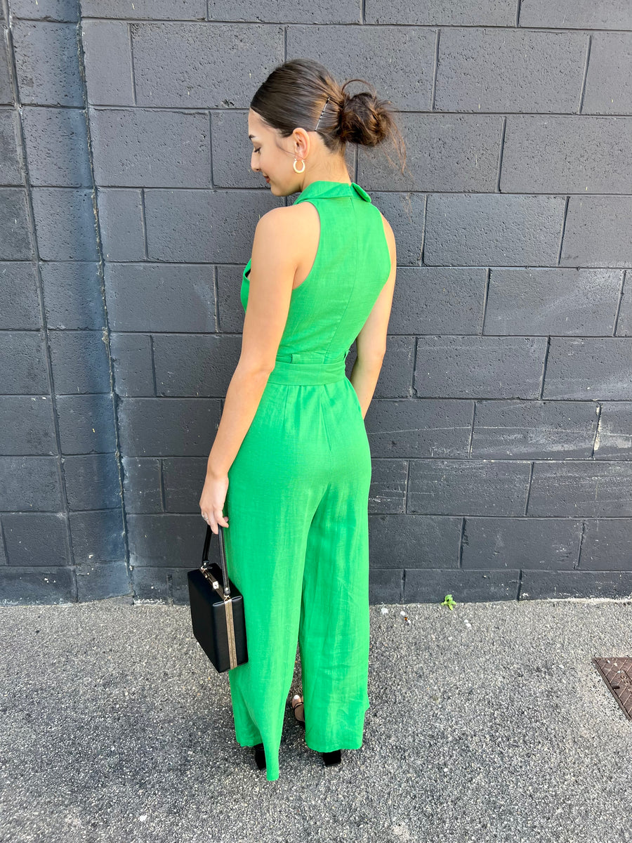 Textured Collar Jumpsuit Hazard Clothing & Shoes