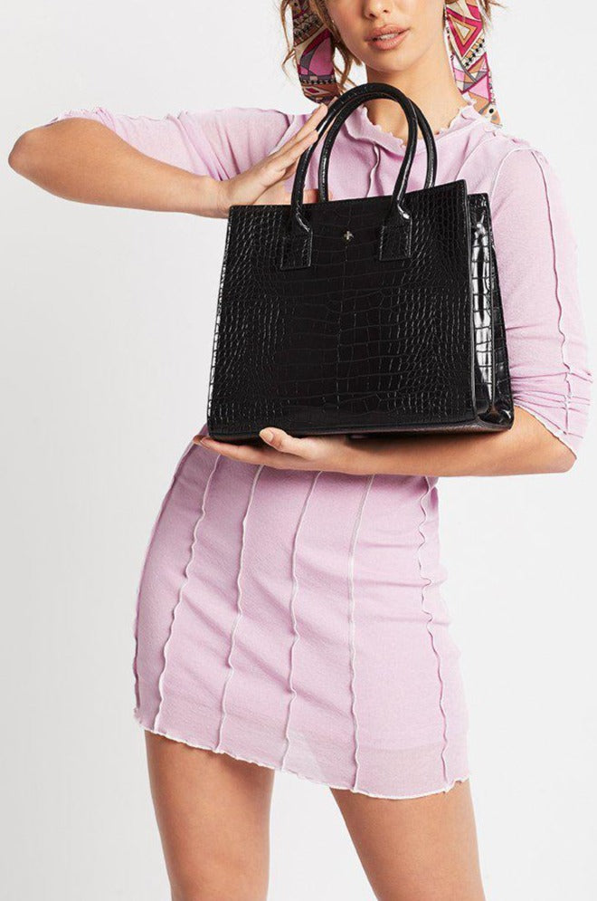 Peta & jain 2025 macey bag black croc