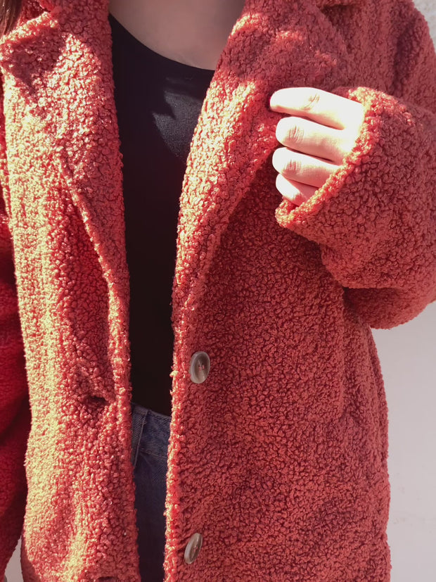 Dark red teddy outlet coat