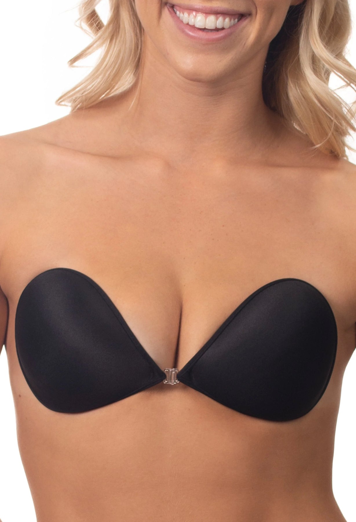 NEW EVE'S BACKLESS STRAPLESS BRA ADHESIVE BLACK ADHESIVE BRA SIZE C CUP  ONLY £7